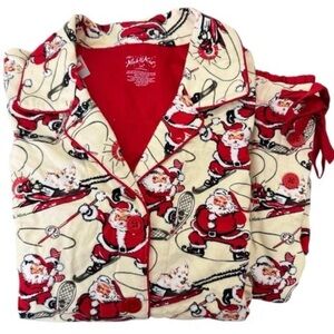Nick & Nora Santa Button Up Pajama Sleep Top (Top Only)
